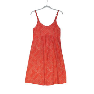 Old Navy Maternity Dress Womens Medium Orange Polka Dot Jersey Knit Smocked